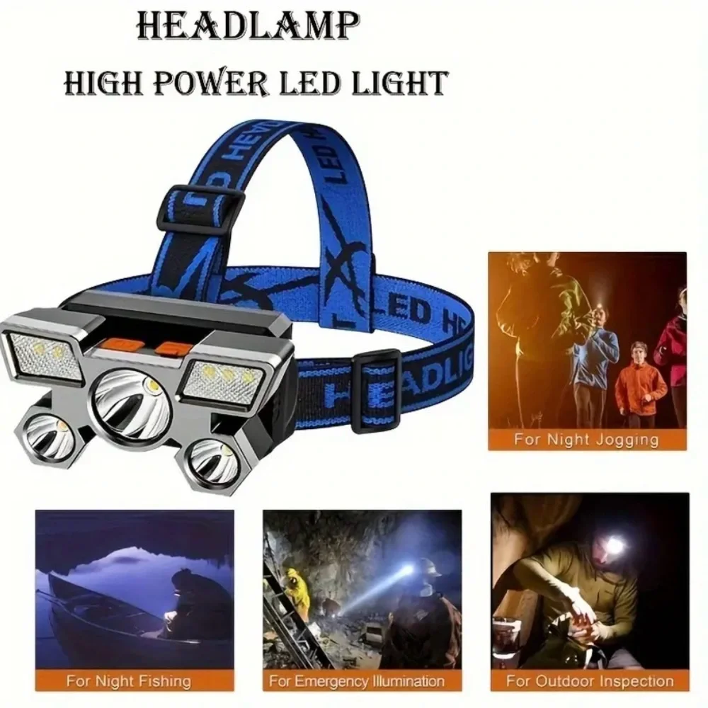 LED Headlamp with Adjustable Strap - Silver and Black